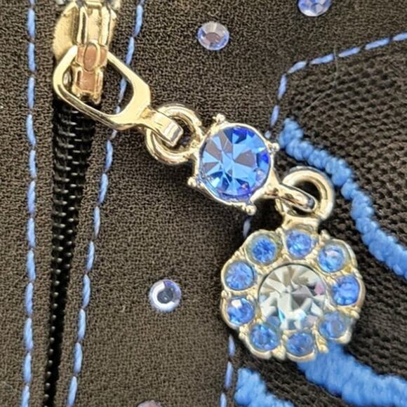 Chere Maselle Shirt Womens 94-106-175 Sheer Rhinestone Embellished Corpcore Top - Picture 5 of 12